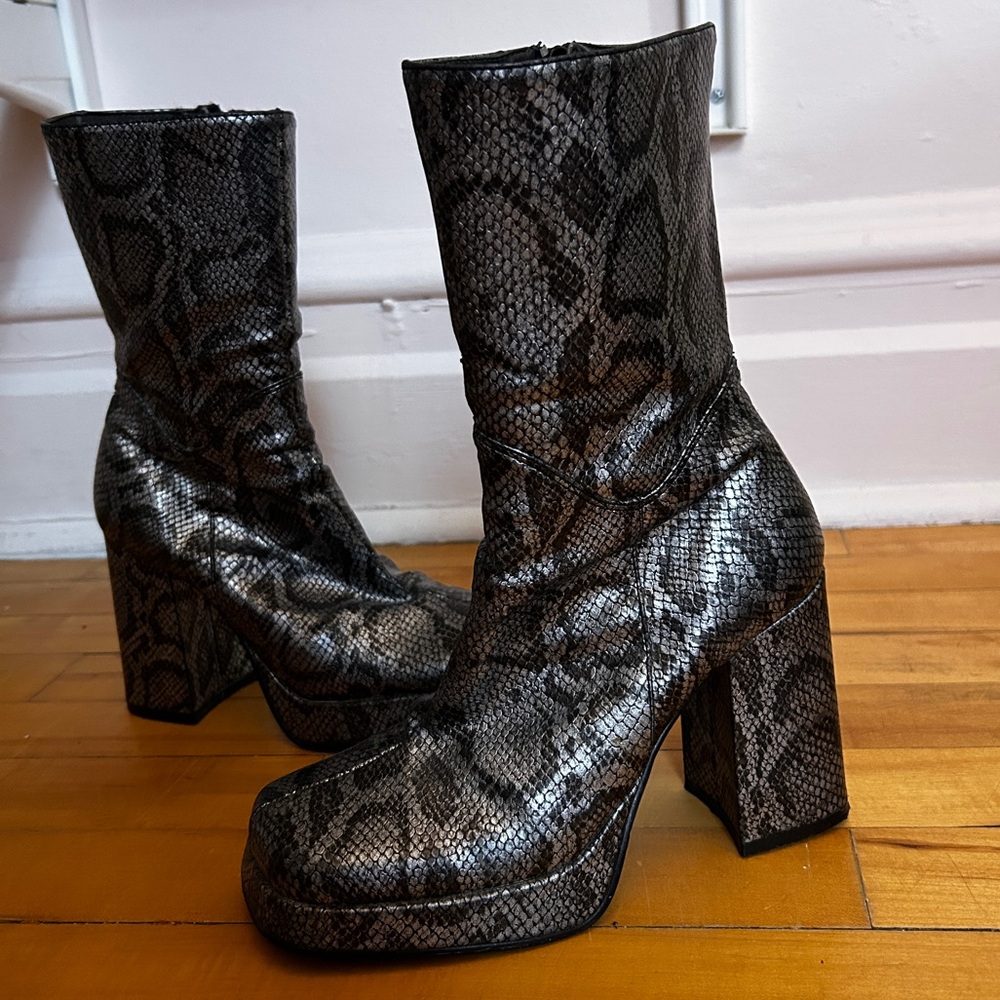 Snakeskin Platform Boots